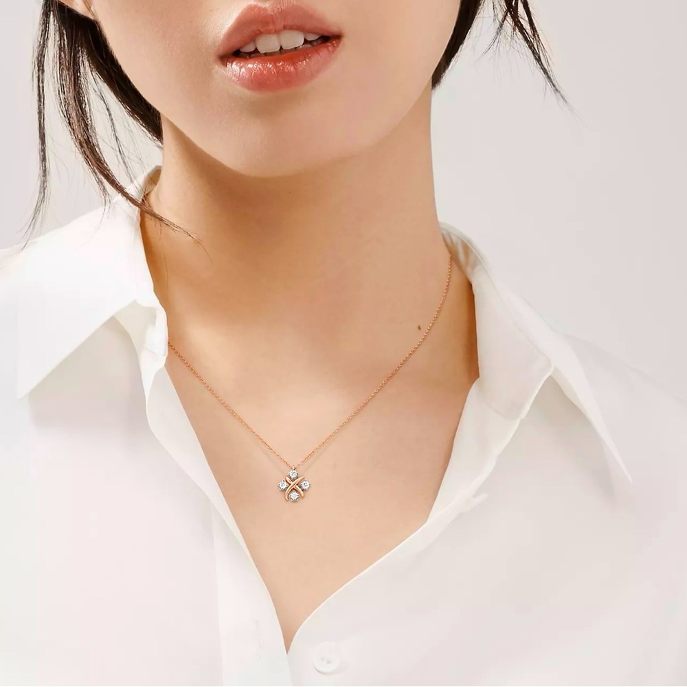 Jean Schlumberger/Tiffany & Co. "Lynn" Pendant - NEW 18k Rose Gold w/ Diamonds